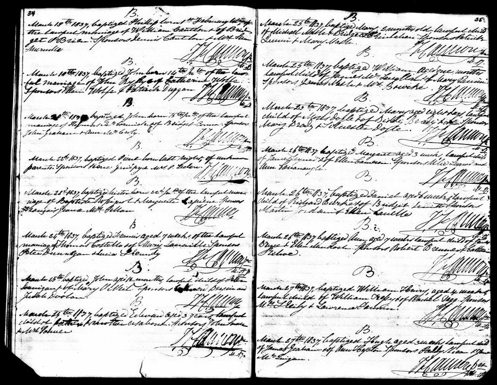 John McCormick baptismal record logged 1837