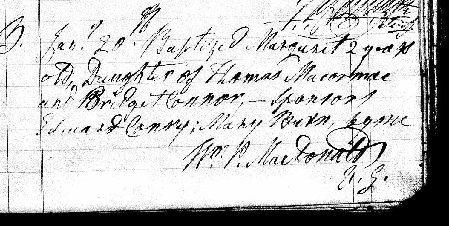 Margaret McCormick baptismal 1836 2 years old cropped
